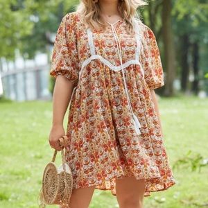BRAND NEW: Orange & White Prairie Dress